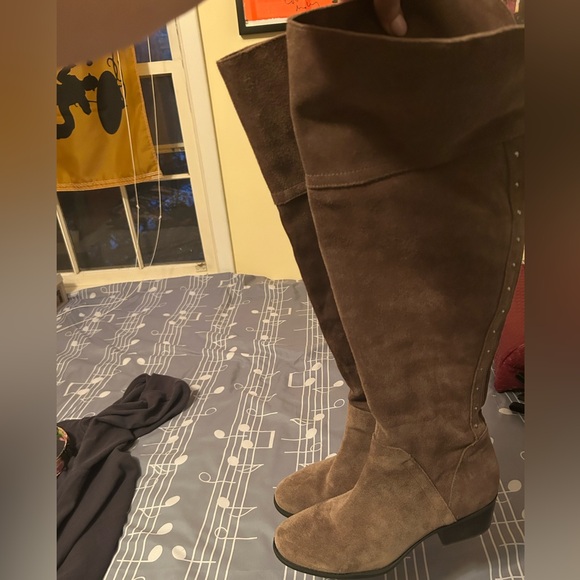 Brown Suede Knee-High Boots - Picture 6 of 6